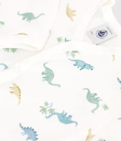 Petit Bateau Schlafanzüge, Strampler*Strampler ohne Füßchen aus Baumwolle mit Dinos weiss MARSHMALLOW/weiss MULTICO
