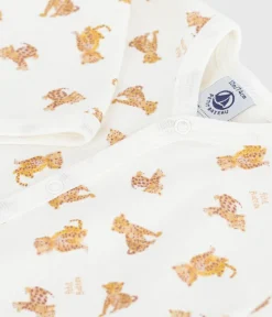 Petit Bateau Schlafanzüge, Strampler*Strampler ohne Füßchen aus bedruckter Baumwolle MARSHMALLOW/ CAJOU