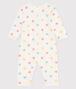 Petit Bateau Schlafanzüge, Strampler*Strampler ohne Füßchen aus Baumwolle mit Herzen weiss MARSHMALLOW/weiss MULTICO