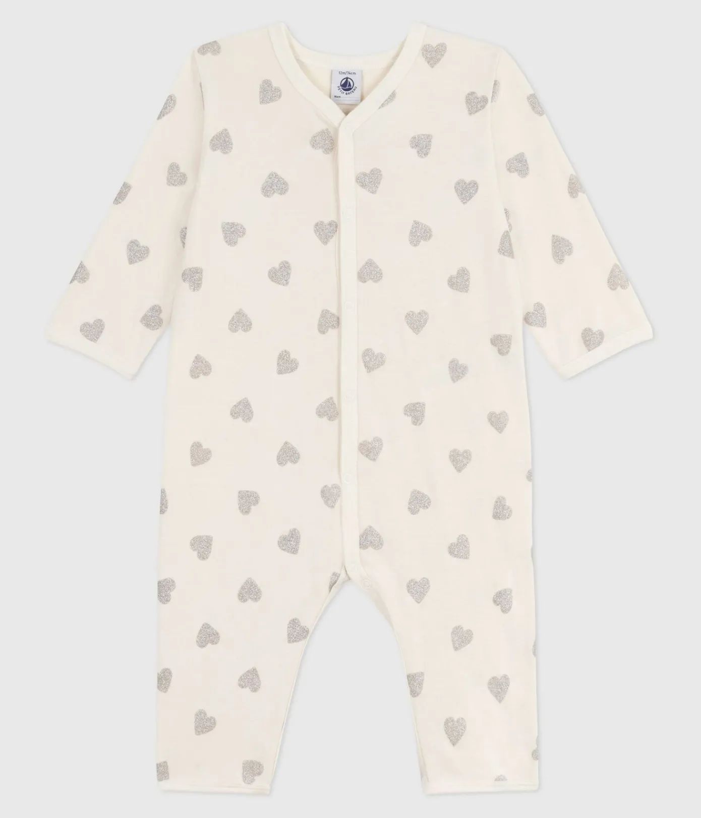 Petit Bateau Schlafanzüge, Strampler*Strampler ohne Füßchen aus bedruckter Baumwolle naturfarben MILK/ ARGENT