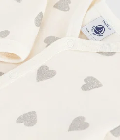 Petit Bateau Schlafanzüge, Strampler*Strampler ohne Füßchen aus bedruckter Baumwolle naturfarben MILK/ ARGENT