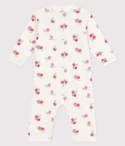 Petit Bateau Schlafanzüge, Strampler*Strampler ohne Füßchen aus Baumwolle Kragen in Blütenform mit Fruchtmotiv weiss MARSHMALLOW/weiss MULTICO