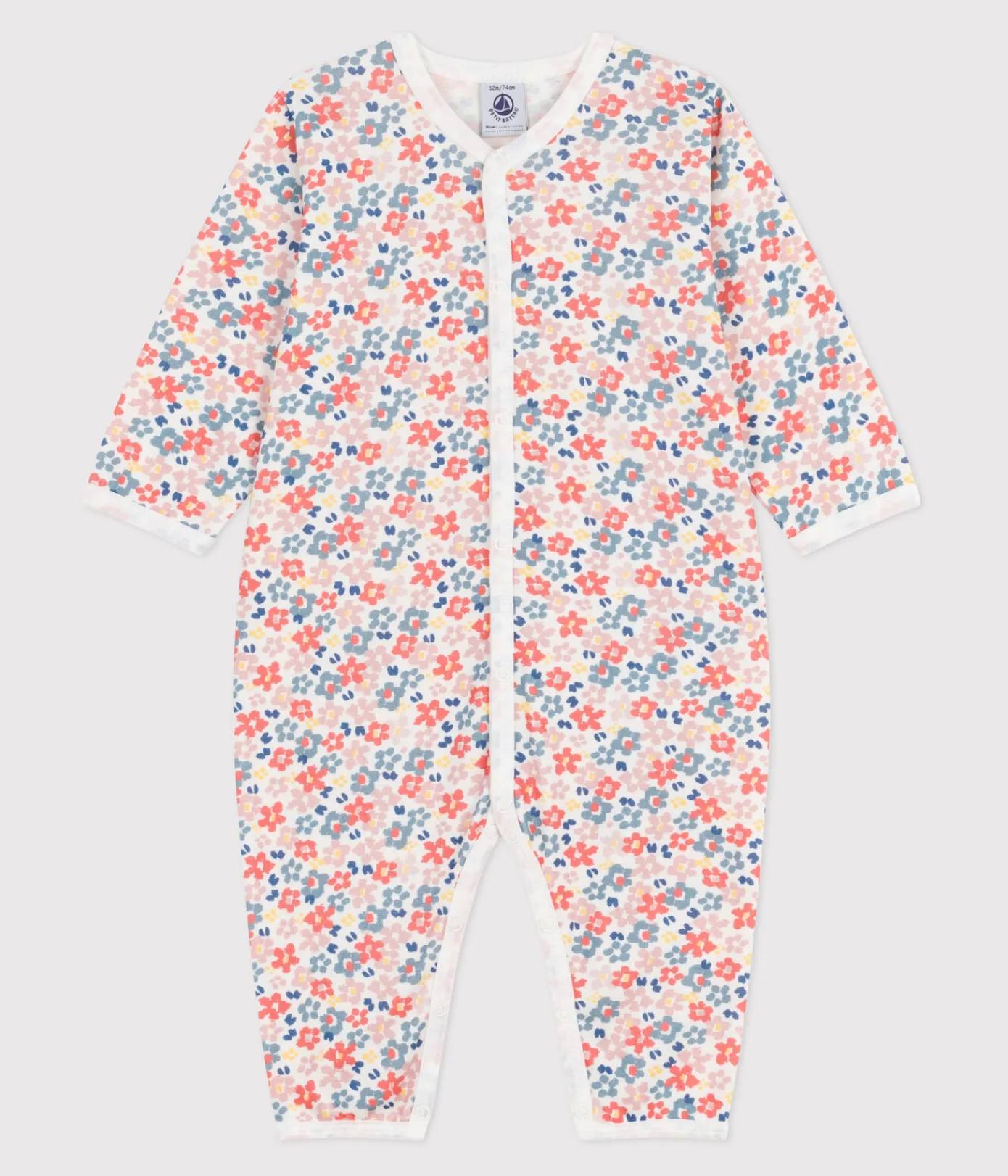 Petit Bateau Schlafanzüge, Strampler*Strampler ohne Füßchen aus bedruckter Baumwolle weiss MARSHMALLOW/weiss MULTICO
