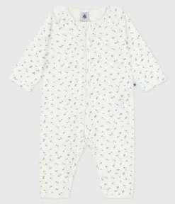 Petit Bateau Schlafanzüge, Strampler*Strampler ohne Füßchen mit Kragen aus Baumwolle mit Lochstickerei Blumenmotiv weiss MARSHMALLOW/weiss MULTICO