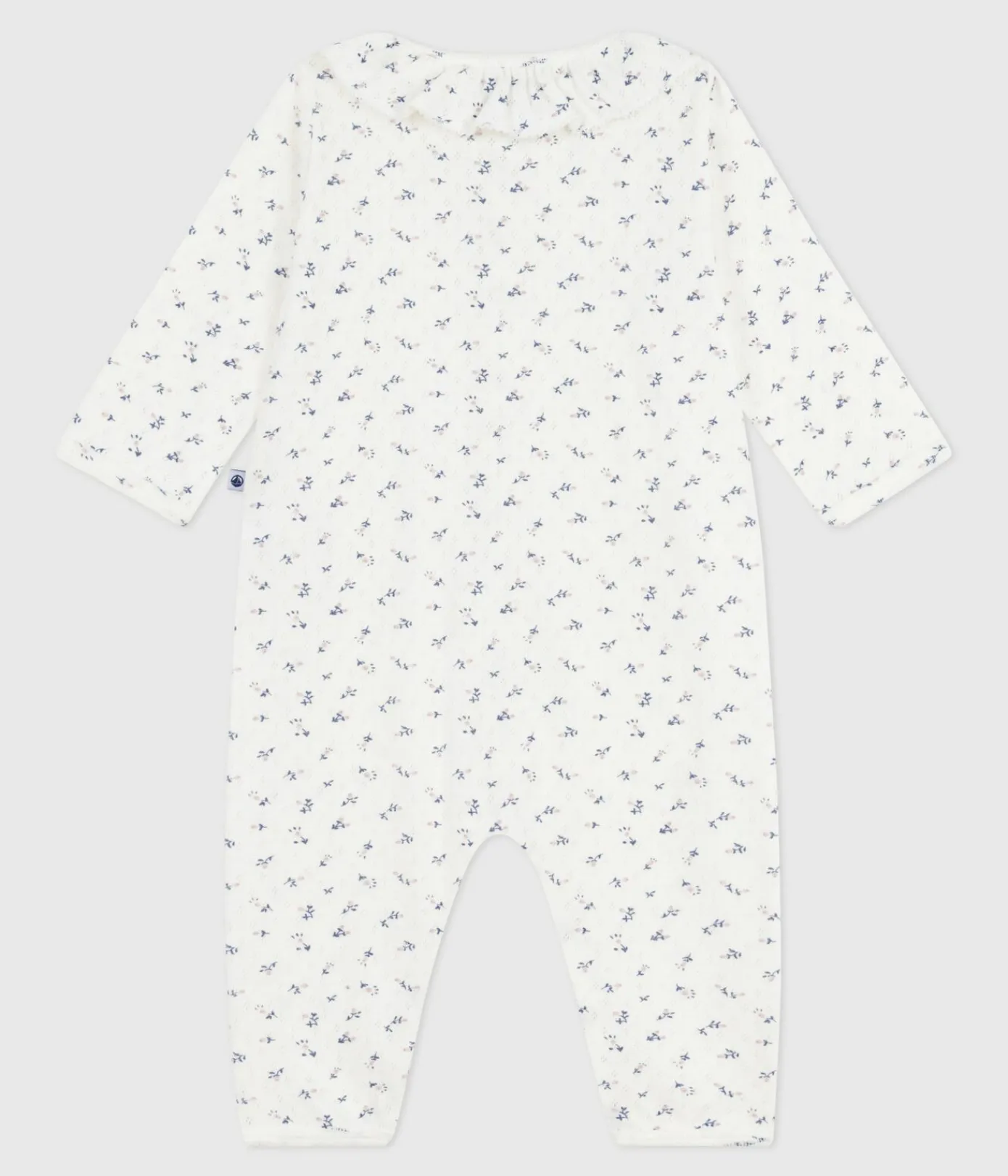 Petit Bateau Schlafanzüge, Strampler*Strampler ohne Füßchen mit Kragen aus Baumwolle mit Lochstickerei Blumenmotiv weiss MARSHMALLOW/weiss MULTICO