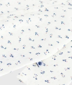 Petit Bateau Schlafanzüge, Strampler*Strampler ohne Füßchen mit Kragen aus Baumwolle mit Lochstickerei Blumenmotiv weiss MARSHMALLOW/weiss MULTICO