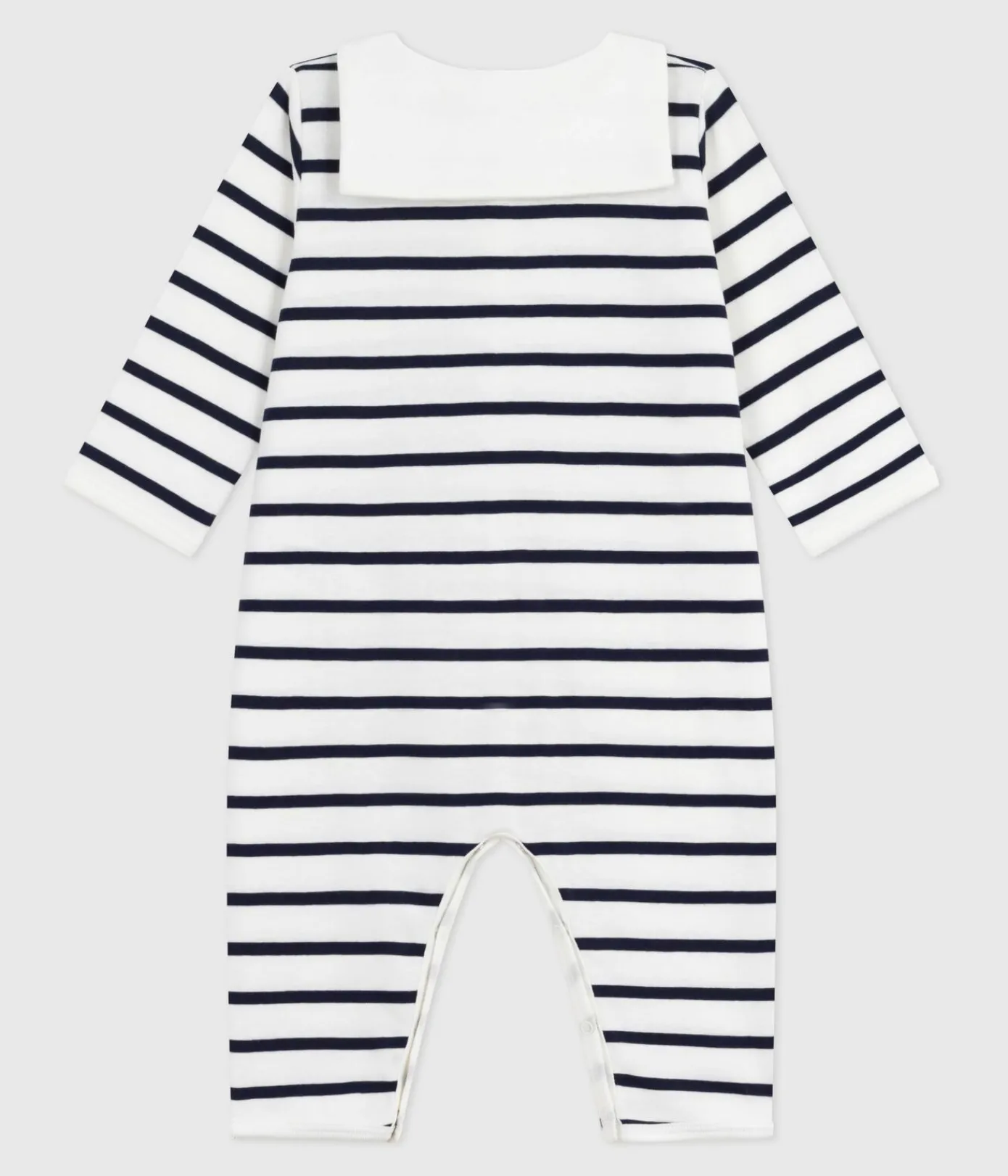 Petit Bateau Schlafanzüge, Strampler*Strampler ohne Füßchen mit U-Boot-Kragen aus gestreifter Baumwolle weiss MARSHMALLOW/blau SMOKING