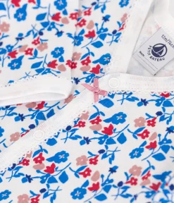 Petit Bateau Schlafanzüge, Strampler*Strampler ohne Füsschen aus Baumwolle mit Blumenmotiv weiss MARSHMALLOW/weiss MULTICO