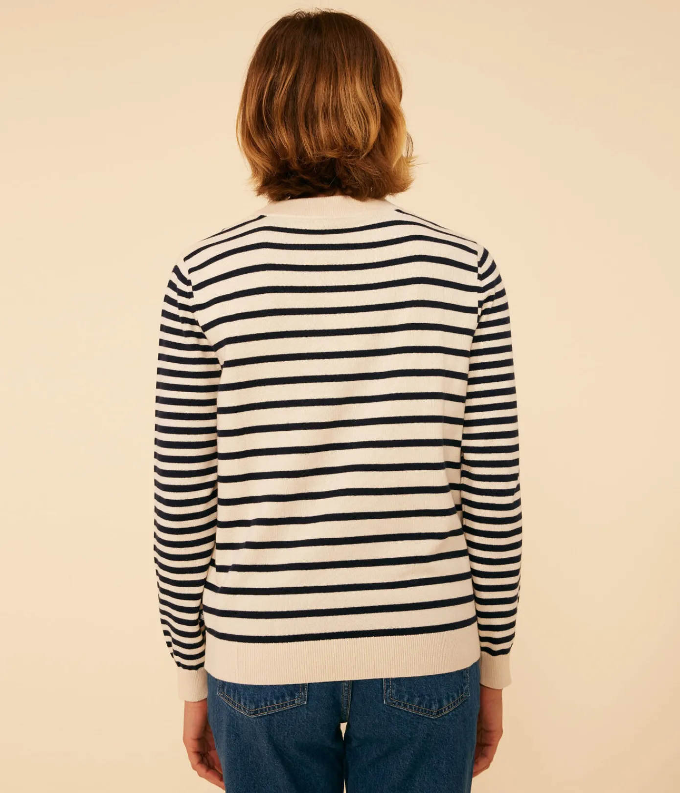 Petit Bateau Homewear|Streifenshirts, Pullover, Cardigans*Streifenpulli aus Baumwolle für Damen weiss AVALANCHE/blau SMOKING
