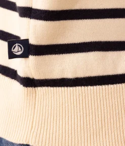 Petit Bateau Homewear|Streifenshirts, Pullover, Cardigans*Streifenpulli aus Baumwolle für Damen weiss AVALANCHE/blau SMOKING