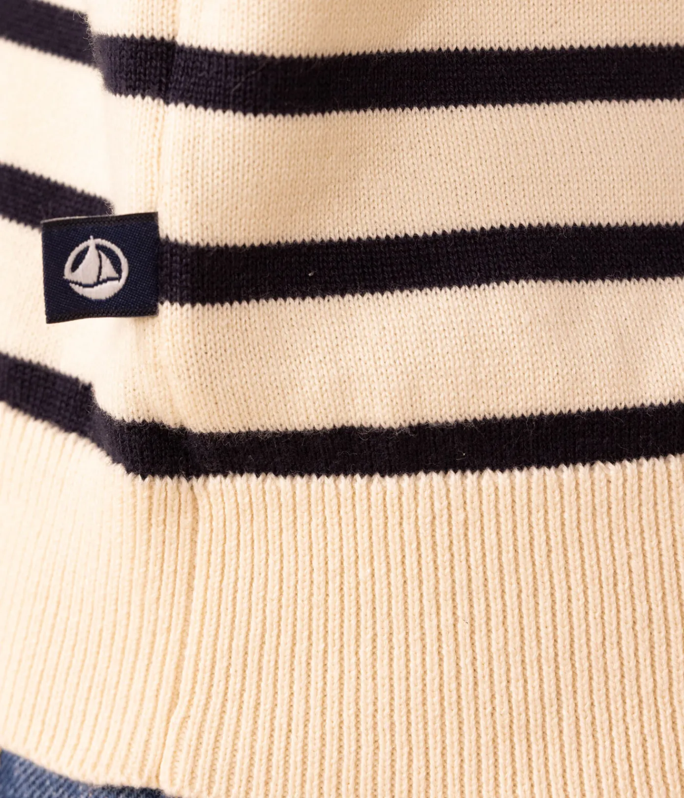 Petit Bateau Homewear|Streifenshirts, Pullover, Cardigans*Streifenpulli aus Baumwolle für Damen weiss AVALANCHE/blau SMOKING