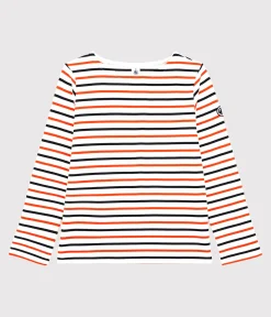 Petit Bateau Streifenshirts, Pullover, Cardigans*Streifenshirt aus Baumwolle Damen weiss MARSHMALLOW/ SMOKING/ CAROTTE