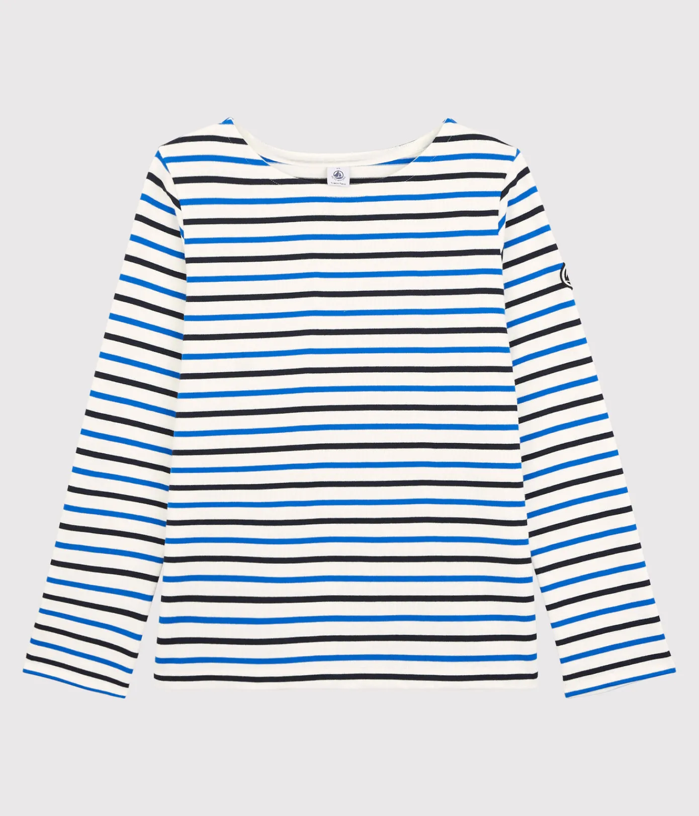 Petit Bateau Streifenshirts, Pullover, Cardigans*Streifenshirt aus Baumwolle Damen weiss MARSHMALLOW/ SMOKING/ RUISSEAU