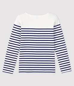 Petit Bateau Streifenshirts, Pullover, Cardigans*Streifenshirt aus Baumwolle für Damen weiss MARSHMALLOW/blau SMOKING