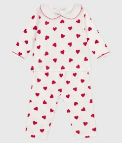 Petit Bateau Schlafanzüge, Strampler*2-teiliger Stramper mit Herz-Motiv weiss MARSHMALLOW/ROT TERKUIT