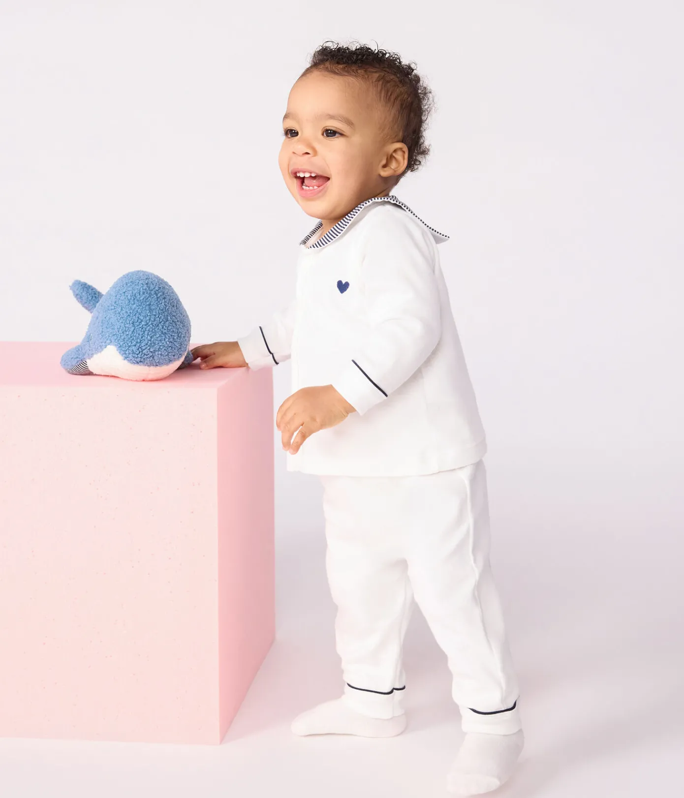 Petit Bateau Schlafanzüge, Strampler*2-teiliger Strampler mit Matrosenkragen weiss MARSHMALLOW