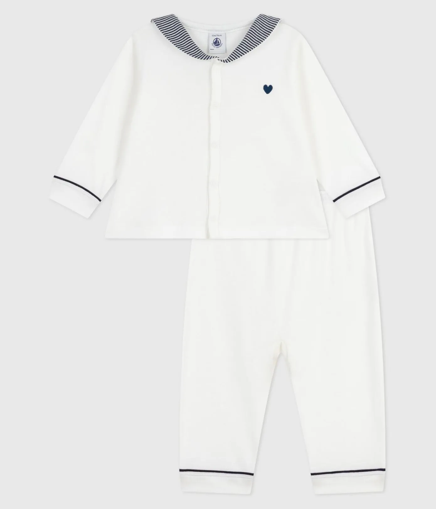 Petit Bateau Schlafanzüge, Strampler*2-teiliger Strampler mit Matrosenkragen weiss MARSHMALLOW