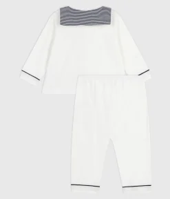 Petit Bateau Schlafanzüge, Strampler*2-teiliger Strampler mit Matrosenkragen weiss MARSHMALLOW