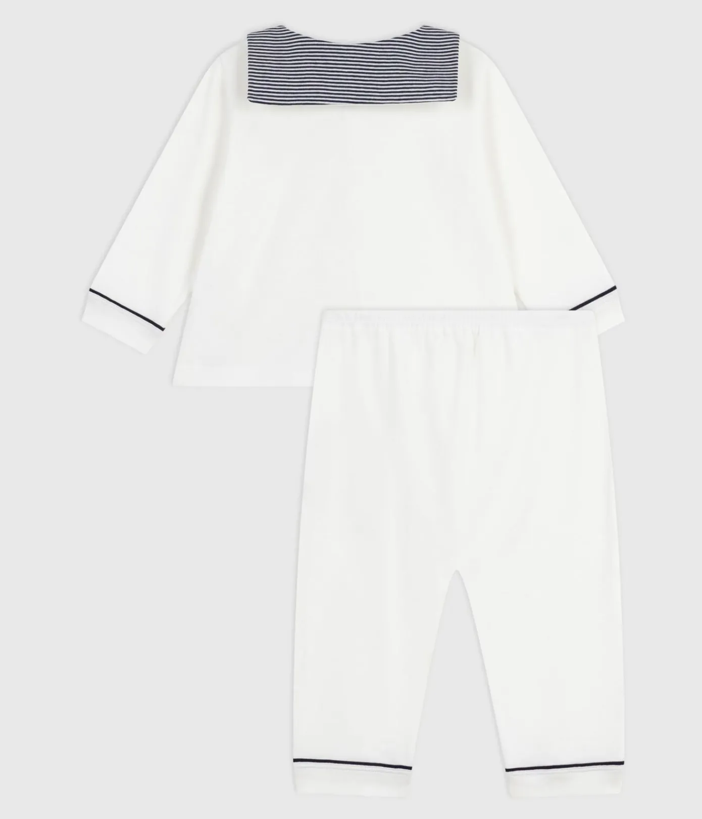 Petit Bateau Schlafanzüge, Strampler*2-teiliger Strampler mit Matrosenkragen weiss MARSHMALLOW