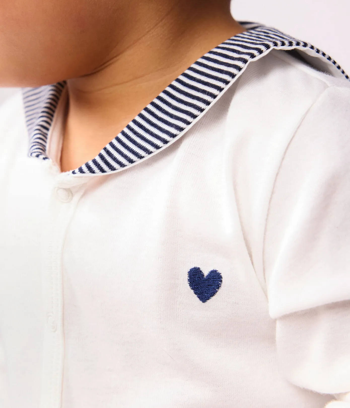 Petit Bateau Schlafanzüge, Strampler*2-teiliger Strampler mit Matrosenkragen weiss MARSHMALLOW