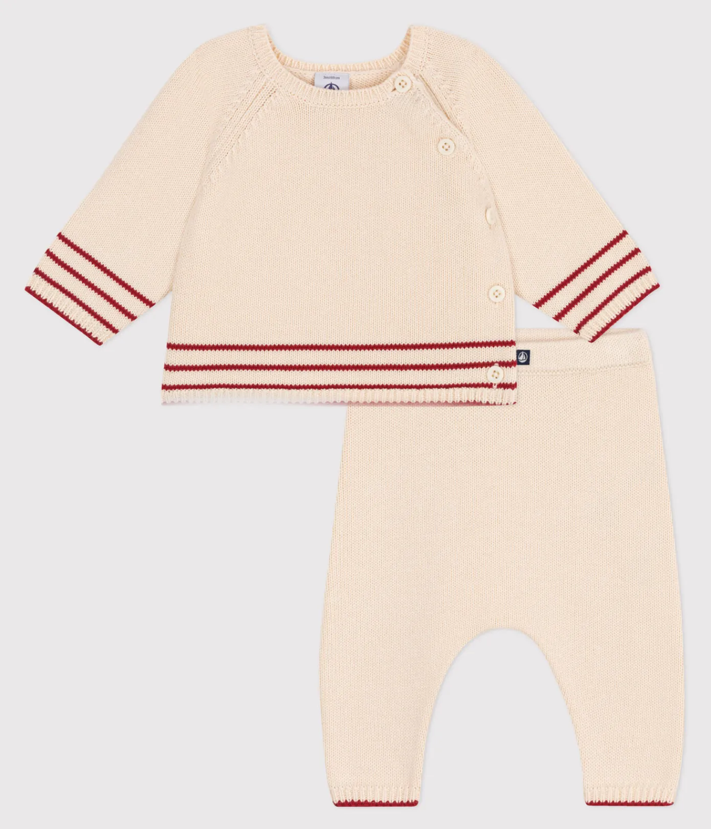 Petit Bateau Sets, Overalls & Latzhosen|Newborn*2-teiliges Baby-Set aus Baumwollstrick mit Jacquardmuster AVALANCHE/ ROT