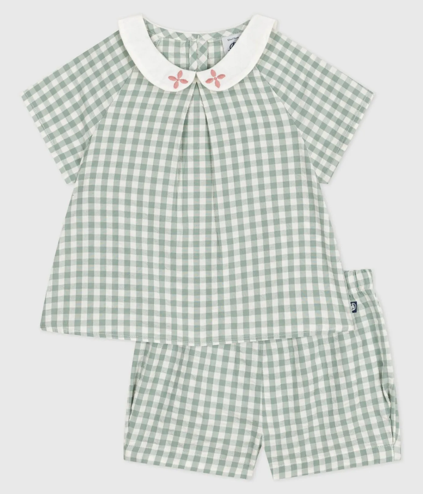 Petit Bateau Sets, Overalls & Latzhosen*2-teiliges Baby-Set aus Baumwolle, Vichy-Bluse und Shorts blau PAUL/weiss MARSHMALLOW
