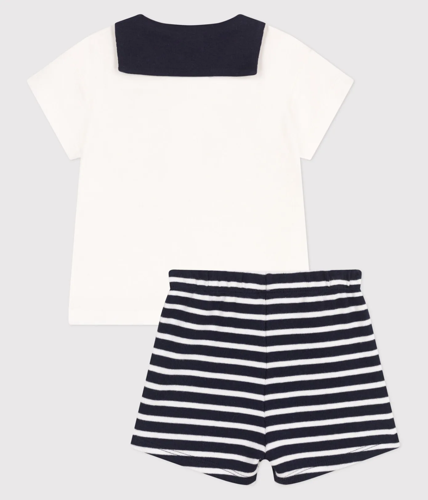 Petit Bateau Sets, Overalls & Latzhosen*2-teiliges Baby-Set aus Baumwolle, T-Shirt mit Matrosenkragen blau SMOKING/weiss MARSHMALLOW