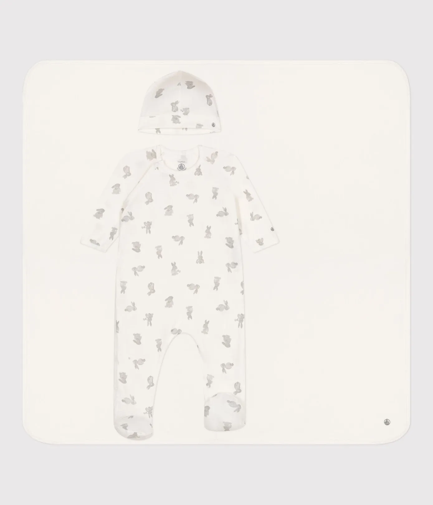 Petit Bateau Schlafanzüge, Strampler|Newborn*3-teiliges Baby-Set aus Baumwolle weiss MARSHMALLOW/grau GRIS