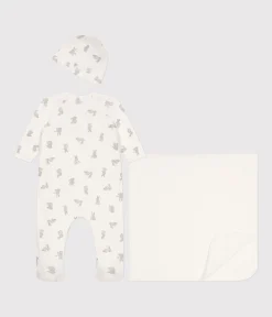 Petit Bateau Schlafanzüge, Strampler|Newborn*3-teiliges Baby-Set aus Baumwolle weiss MARSHMALLOW/grau GRIS