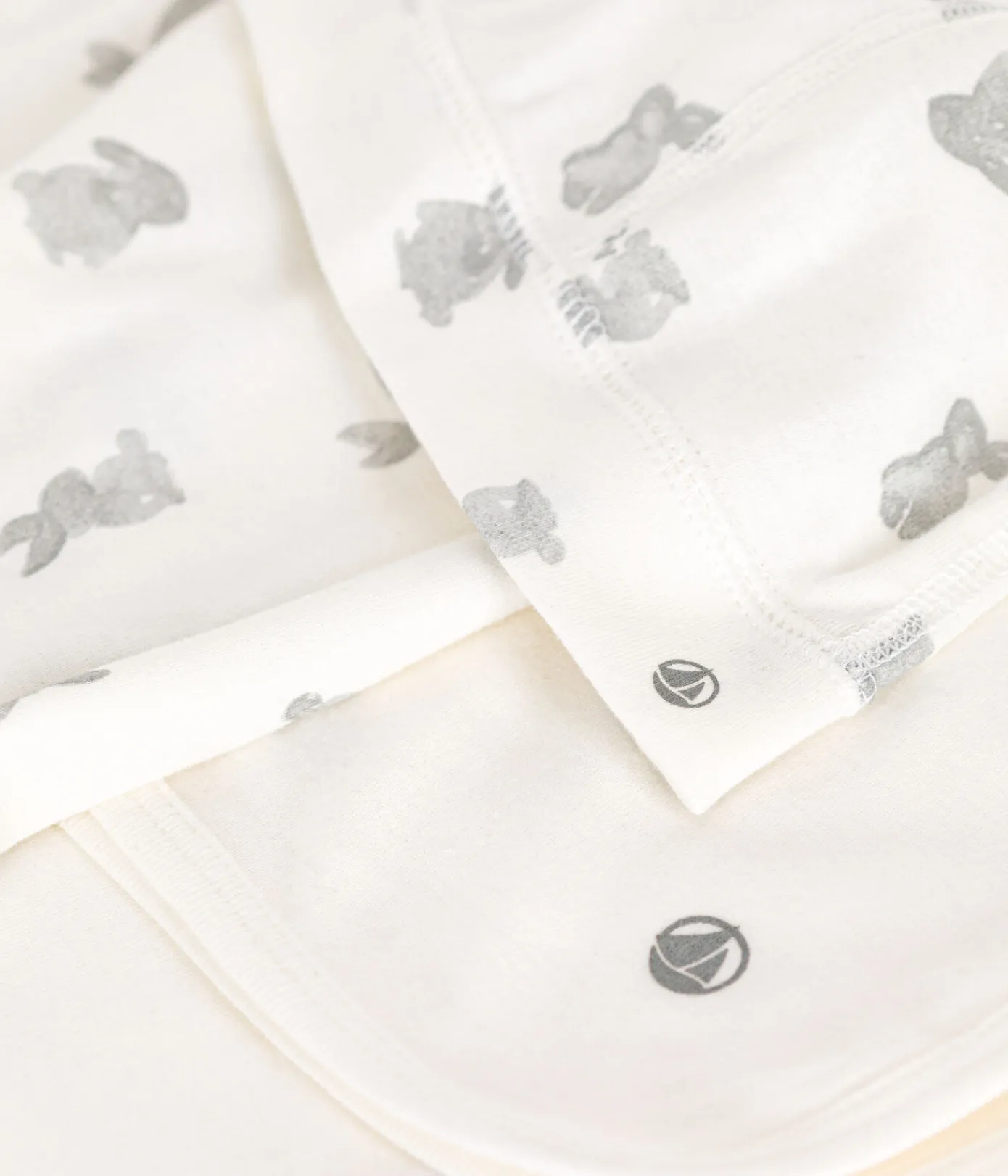 Petit Bateau Schlafanzüge, Strampler|Newborn*3-teiliges Baby-Set aus Baumwolle weiss MARSHMALLOW/grau GRIS