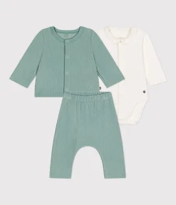 Petit Bateau Sets, Overalls & Latzhosen|Newborn*3-teiliges Baby-Set aus Nicki grün PAUL