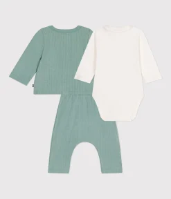 Petit Bateau Sets, Overalls & Latzhosen|Newborn*3-teiliges Baby-Set aus Nicki grün PAUL