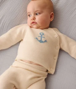 Petit Bateau Sets, Overalls & Latzhosen|Newborn*2-teiliges Baby-Set aus Woll- und Baumwollstrick mit Jacquardmuster weiss MARSHMALLOW