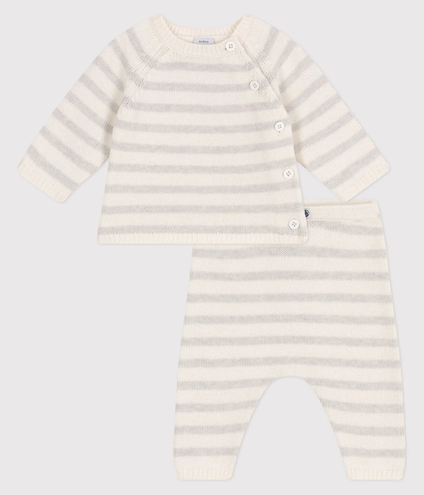 Petit Bateau Sets, Overalls & Latzhosen|Newborn*2-teiliges Baby-Set aus Woll- und Baumwoll-Strick weiss MARSHMALLOW/ MONTELIMAR