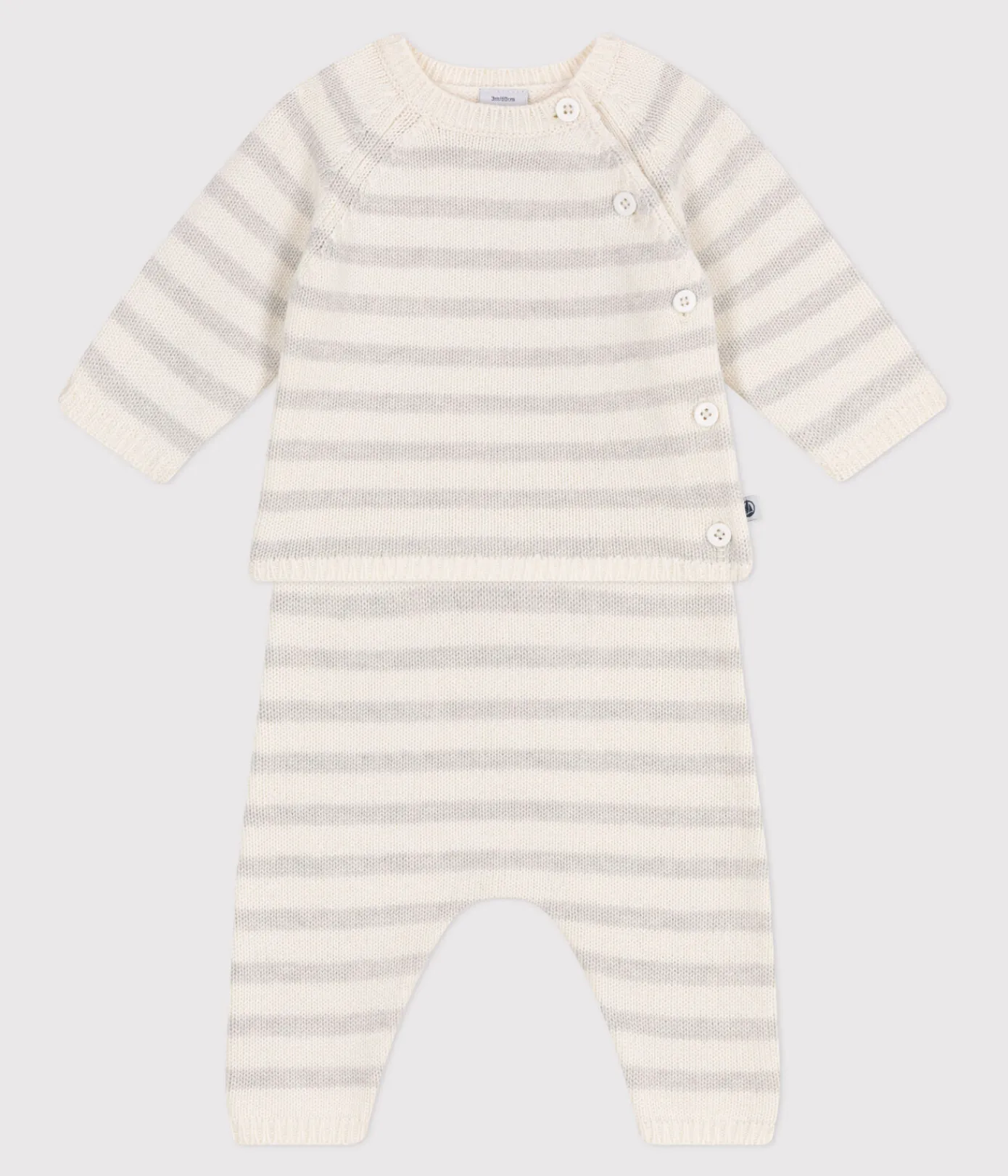 Petit Bateau Sets, Overalls & Latzhosen|Newborn*2-teiliges Baby-Set aus Woll- und Baumwoll-Strick weiss MARSHMALLOW/ MONTELIMAR