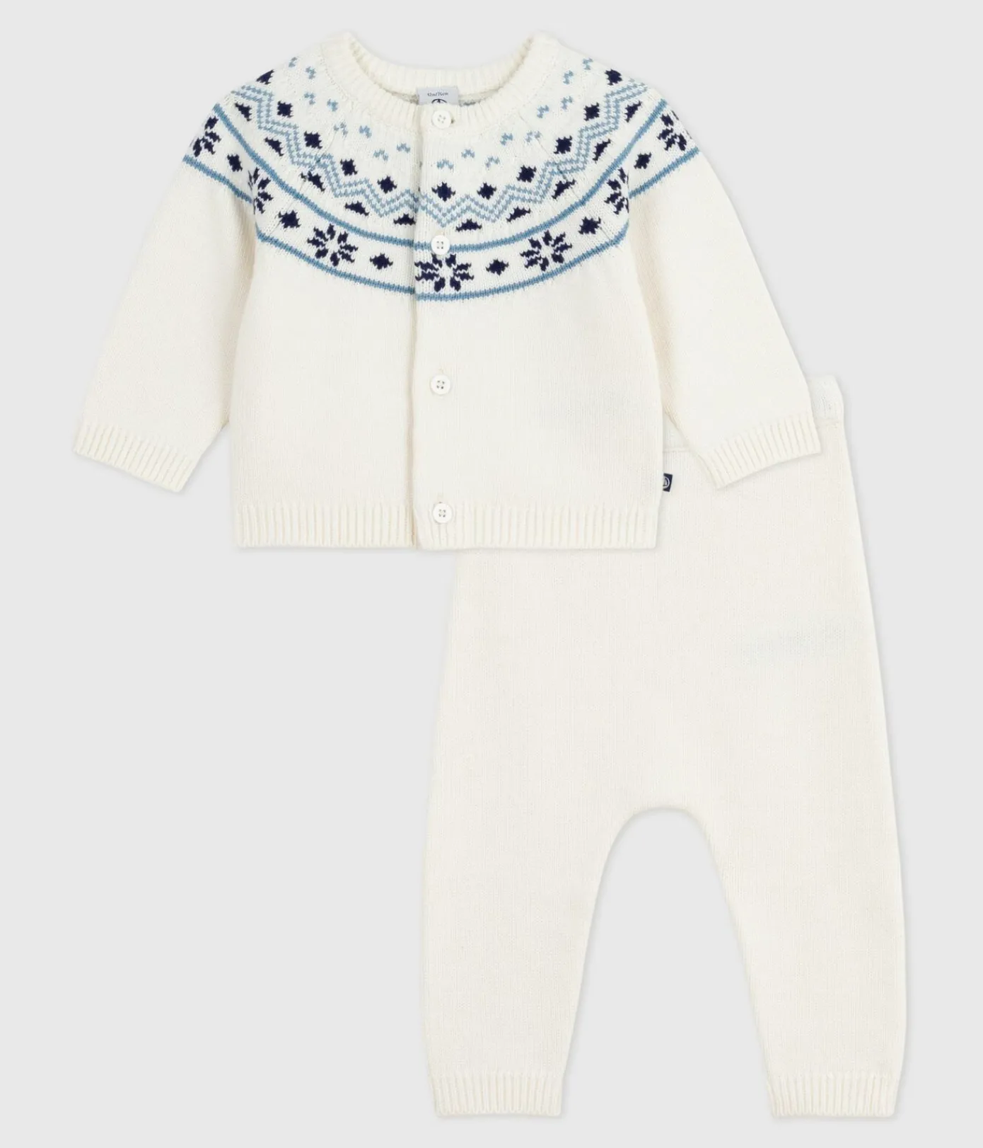 Petit Bateau Sets, Overalls & Latzhosen|Newborn*2-teiliges Baby-Set Cardigan aus Jacquardstrick blau MARSHMALLOW/ SOIR