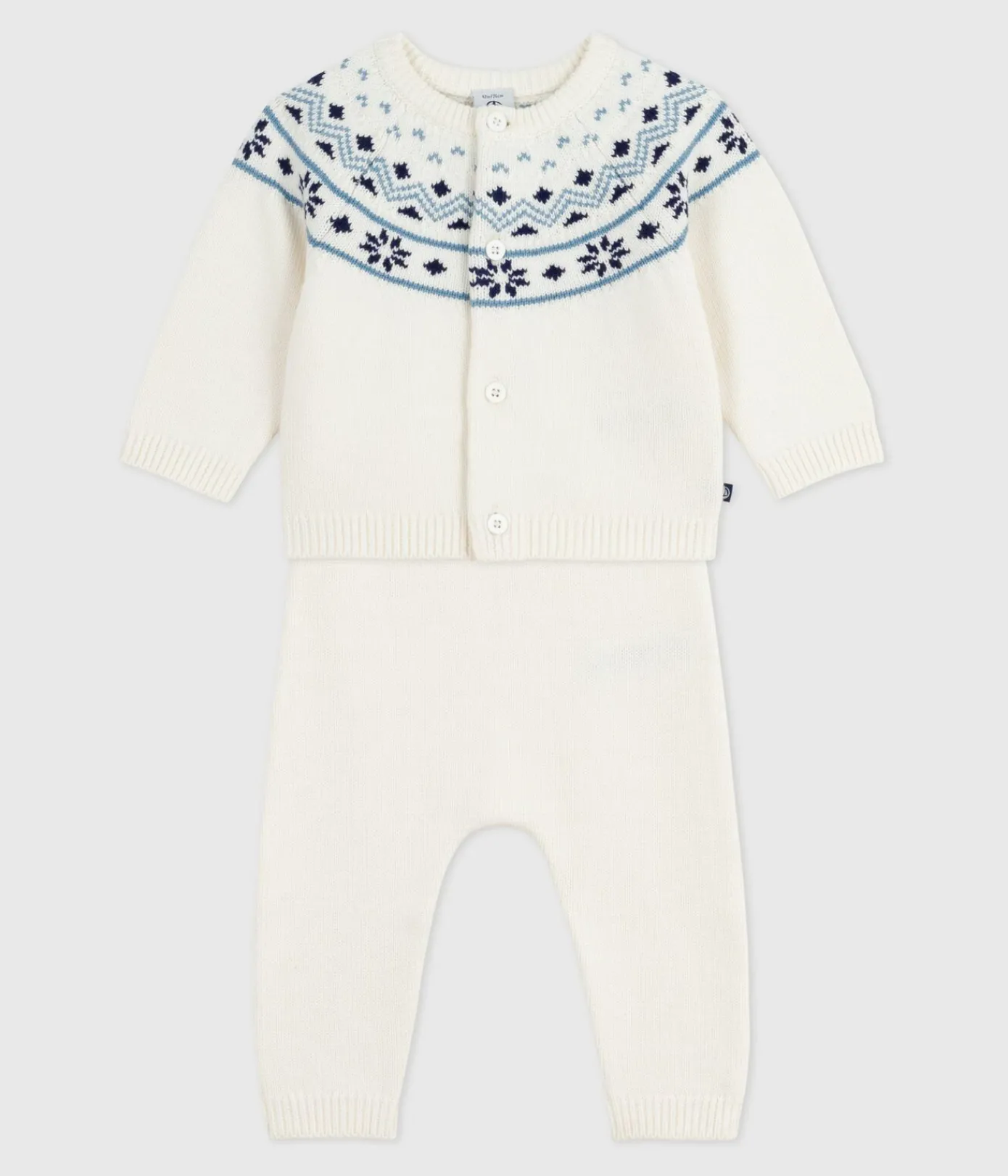 Petit Bateau Sets, Overalls & Latzhosen|Newborn*2-teiliges Baby-Set Cardigan aus Jacquardstrick blau MARSHMALLOW/ SOIR
