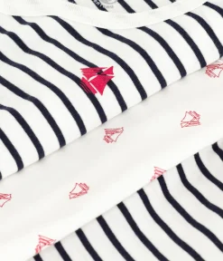 Petit Bateau Sets, Overalls & Latzhosen|Newborn*3-teiliges Baby-Set mit Matrosenstreifen und Body mit Schiff-Motiv weiss MARSHMALLOW/blau SMOKING