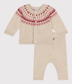 Petit Bateau Sets, Overalls & Latzhosen|Newborn*2-teiliges Baby-Strickset rosa AVALANCHE/ ROSEWOOD