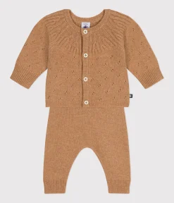 Petit Bateau Sets, Overalls & Latzhosen|Newborn*2-teiliges Baby-Strickset braun CUIVRE