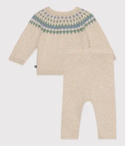 Petit Bateau Sets, Overalls & Latzhosen|Newborn*2-teiliges Baby-Strickset weiss AVALANCHE/ MULTICO