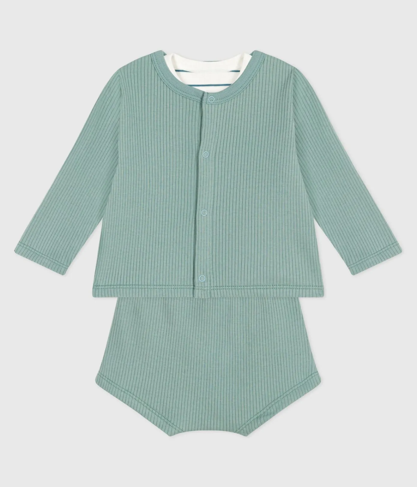 Petit Bateau Sets, Overalls & Latzhosen|Newborn*3-teiliges Newborn-Set aus Baumwolle mit einem zitronengelb gestreiften T-Shirt PAUL/ MULTICO