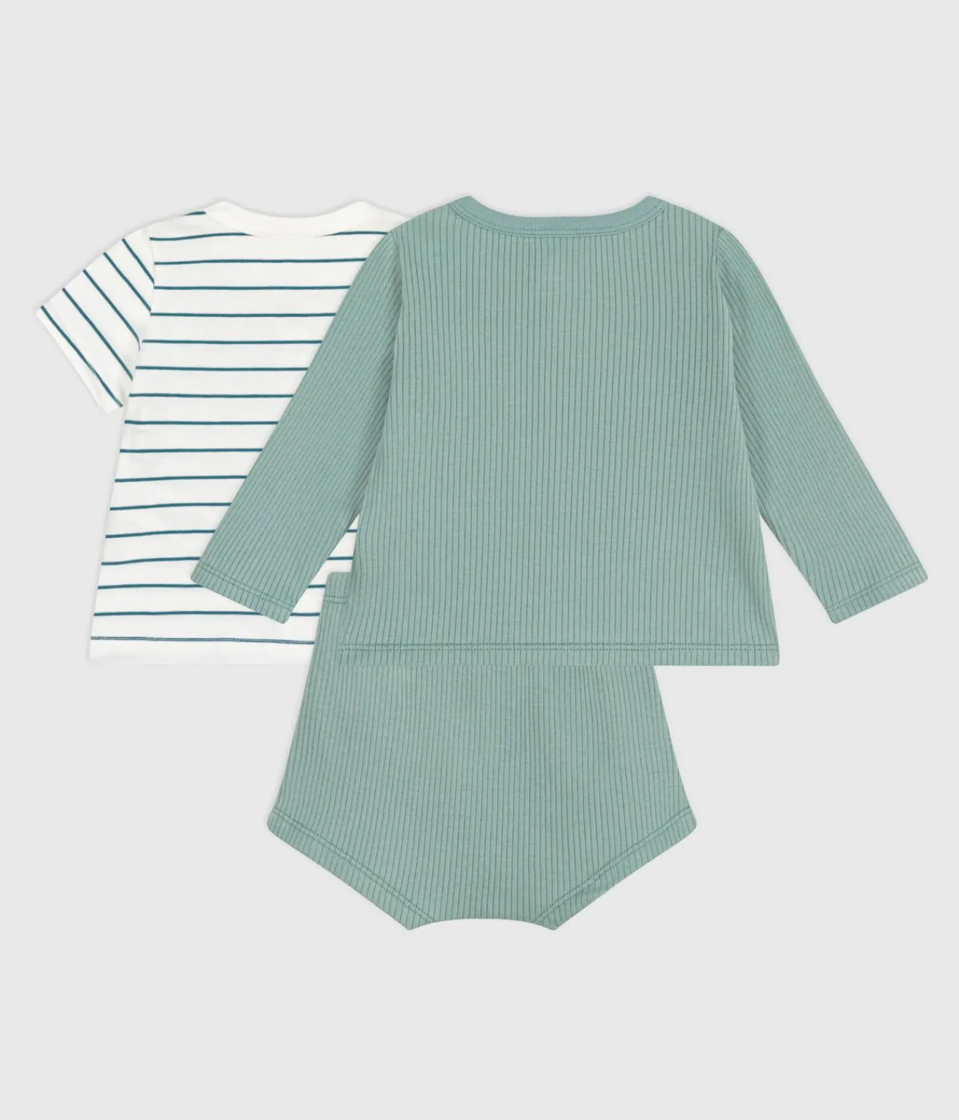 Petit Bateau Sets, Overalls & Latzhosen|Newborn*3-teiliges Newborn-Set aus Baumwolle mit einem zitronengelb gestreiften T-Shirt PAUL/ MULTICO