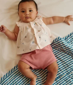 Petit Bateau Sets, Overalls & Latzhosen|Newborn*2-teiliges Newborn-Set aus Baumwolle mit Rüschenbluse rosa FLEUR/weiss MULTICO