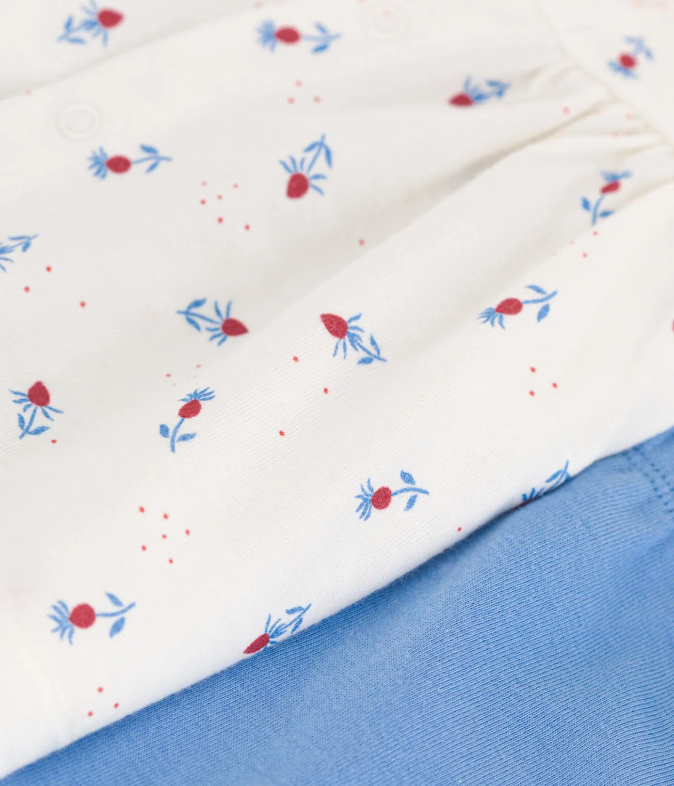 Petit Bateau Newborn|Sets, Overalls & Latzhosen*2-teiliges Newborn-Set aus Baumwolle mit Rüschenbluse weiss MARSHMALLOW/weiss MULTICO