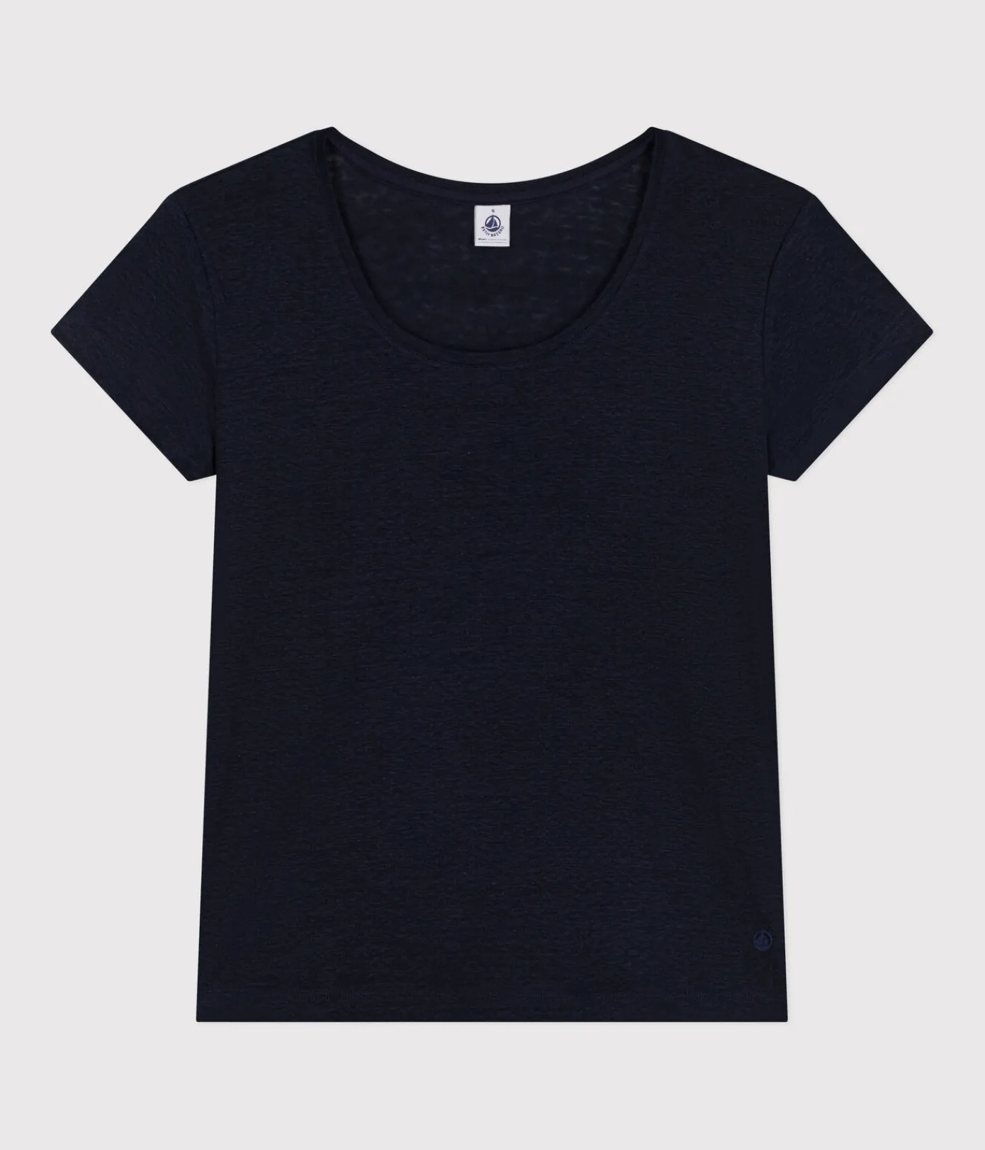 Petit Bateau Alle T-Shirts|Das Gerade (Regular)*T-Shirt Le Droit aus Leinen mit Rundhalsausschnitt, Damen blau SMOKING