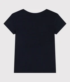 Petit Bateau Alle T-Shirts|Das Gerade (Regular)*T-Shirt Le Droit aus Leinen mit Rundhalsausschnitt, Damen blau SMOKING