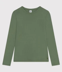 Petit Bateau Alle Langarmshirts|Das Ikonische (Slim)*T-Shirt L’ICONIQUE aus Baumwolle mit rundem Ausschnitt für Damen grün CROCO