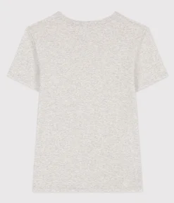 Petit Bateau Alle T-Shirts|Das Ikonische (Slim)*T-Shirt L’ICONIQUE aus Baumwolle mit rundem Ausschnitt für Damen grau BELUGA CHINE