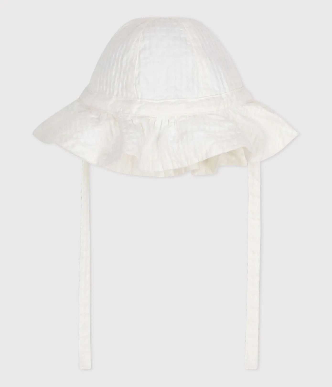 Petit Bateau Accessoires, Sonnenhüte, Caps*Unifarbener, gemusterter breitkrempiger Hut Baby/Mädchen weiss MARSHMALLOW